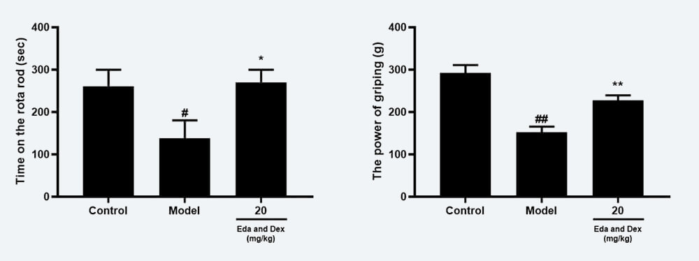 神经功效药效学考察：C 转棒滞留时间；；；；；；；D 抓握力（mean±SEM）.jpg